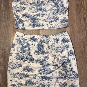 Blue and White top and skirt set